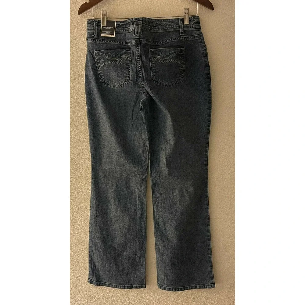 Sonoma Women's Indigo Straight Jeans Size 6P Petite Blue Medium Wash Pant‎